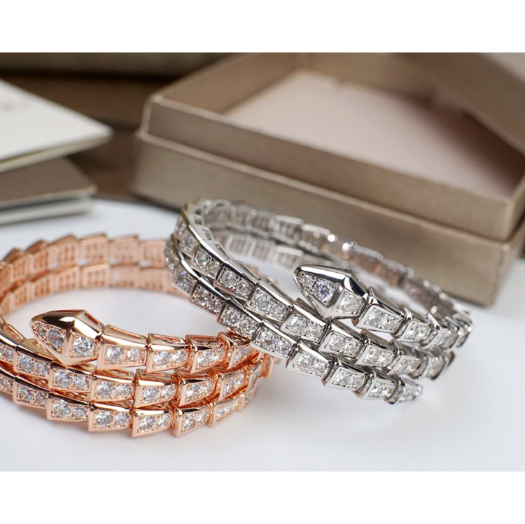 Bvlgari Serpenti Viper Two-Coil 18 Kt White Gold Bracelet - FashionPlug