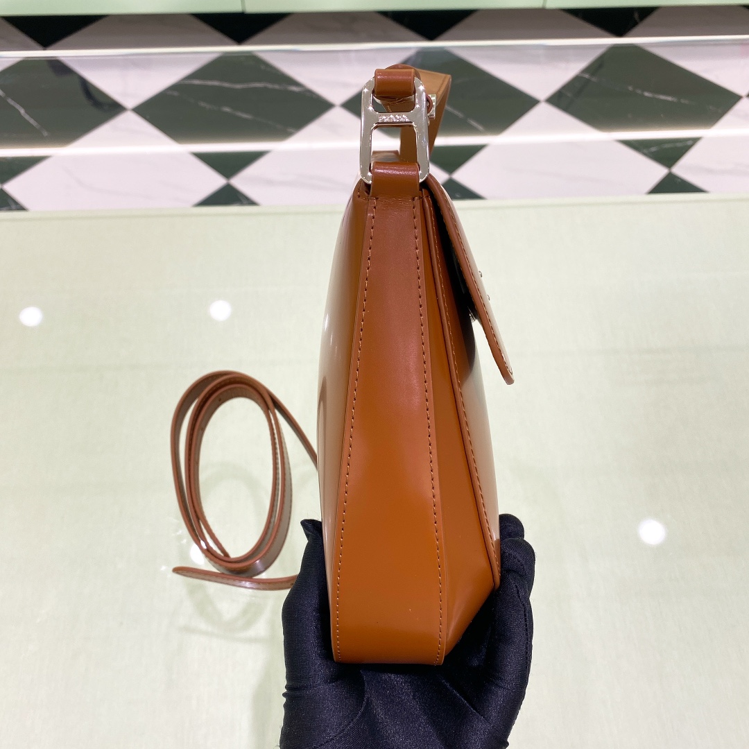 Prada Cleo Brushed Leather Shoulder Bag In Brown(24-19-6cm)   1BD303 - FashionPlug