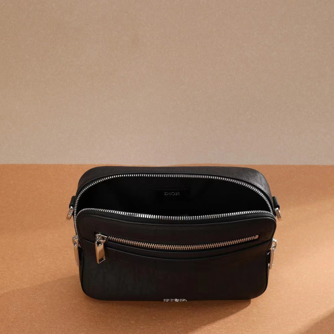 Dior Black Obique Galaxy Leather Safari Messenger Bag(22-15-6cm) - FashionPlug