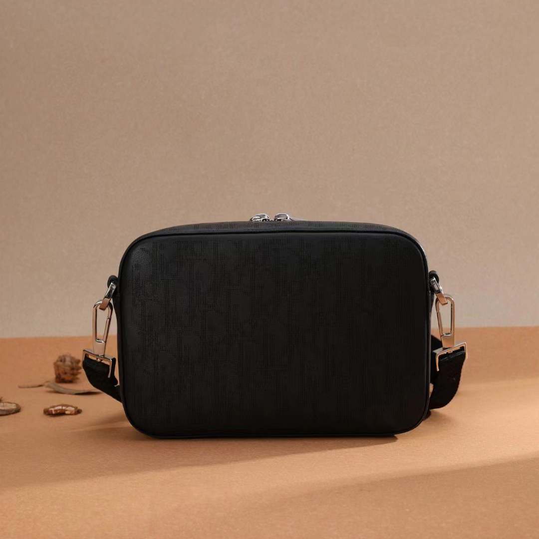 Dior Black Obique Galaxy Leather Safari Messenger Bag(22-15-6cm) - FashionPlug