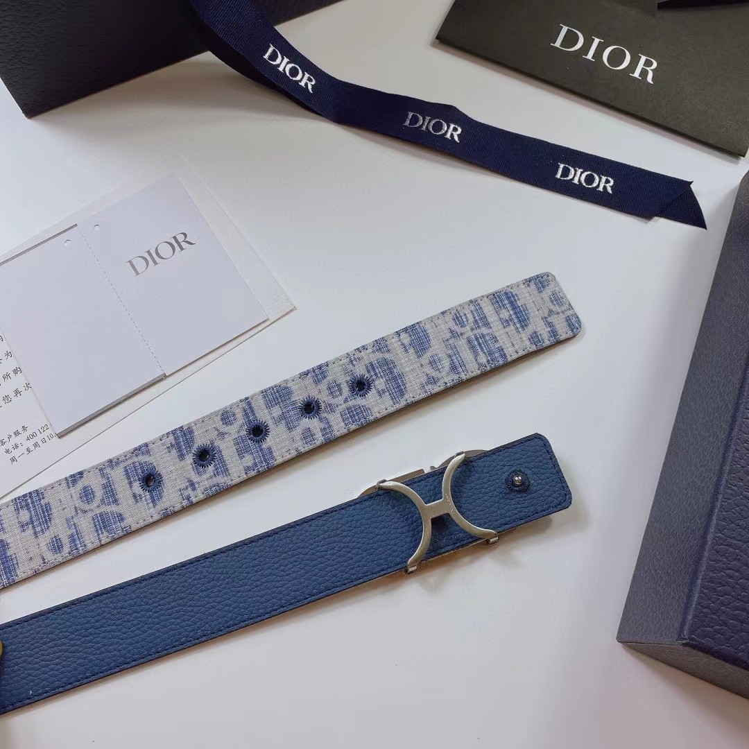 Dior Leather Belt With 'CD' Buckle - FashionPlug