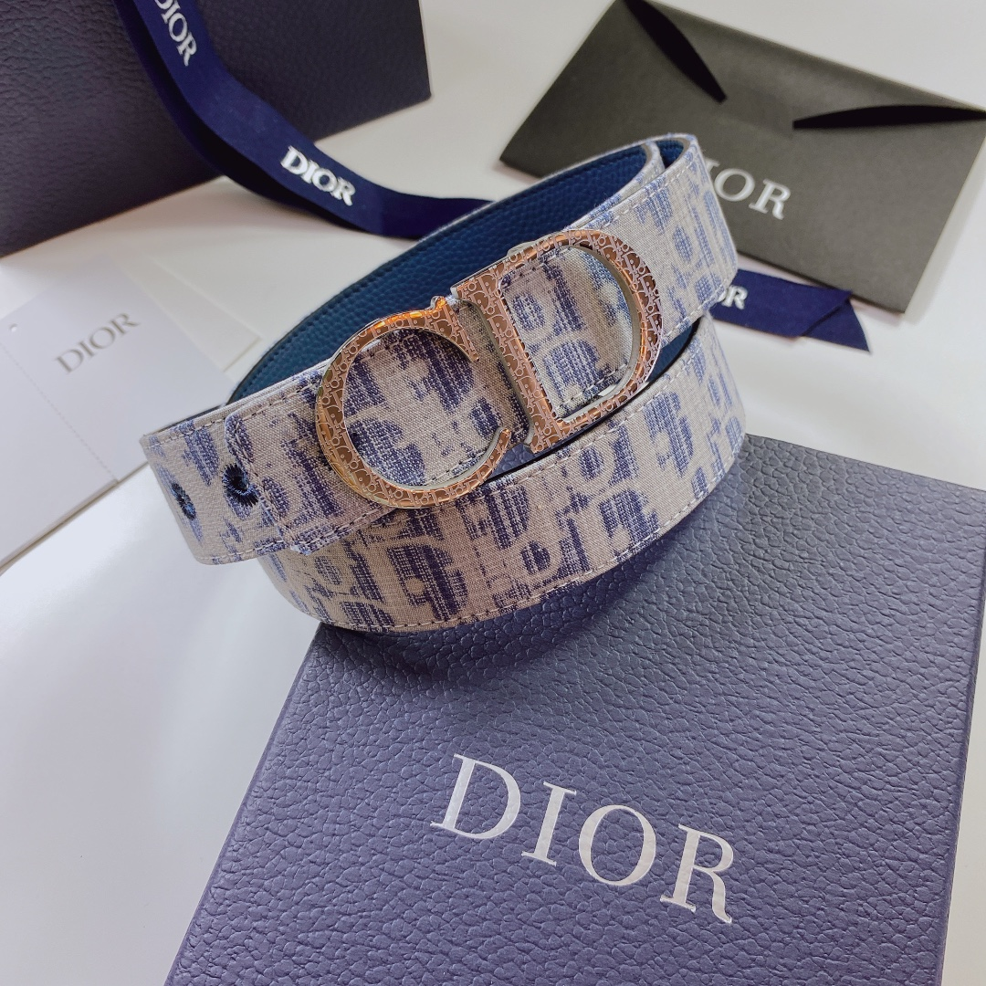 Dior Leather Belt With 'CD' Buckle - FashionPlug