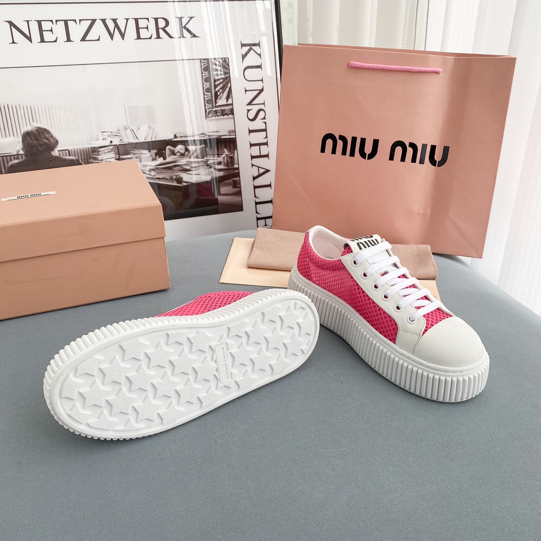 Miu Miu Mesh Flatform Sneakers - FashionPlug
