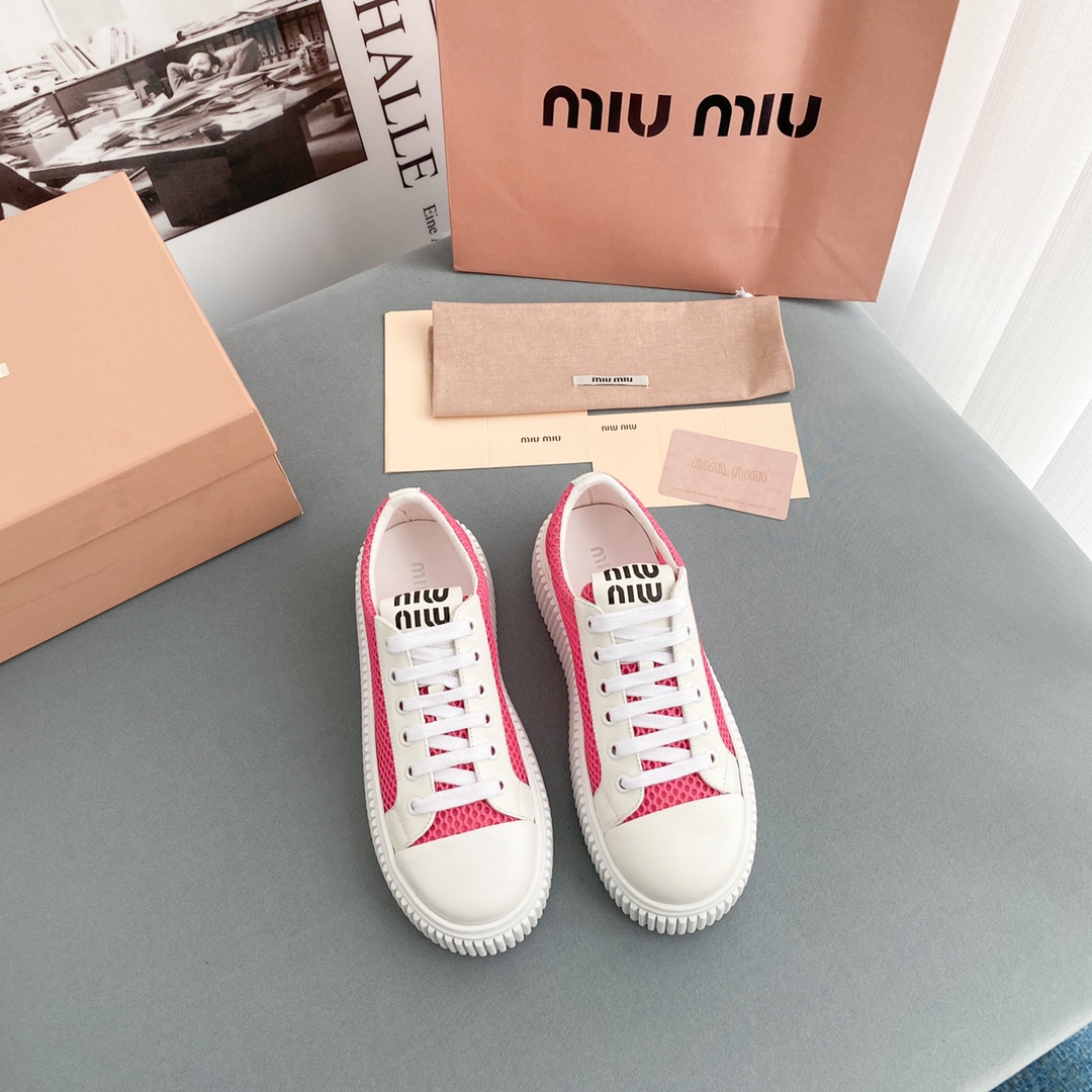 Miu Miu Mesh Flatform Sneakers - FashionPlug