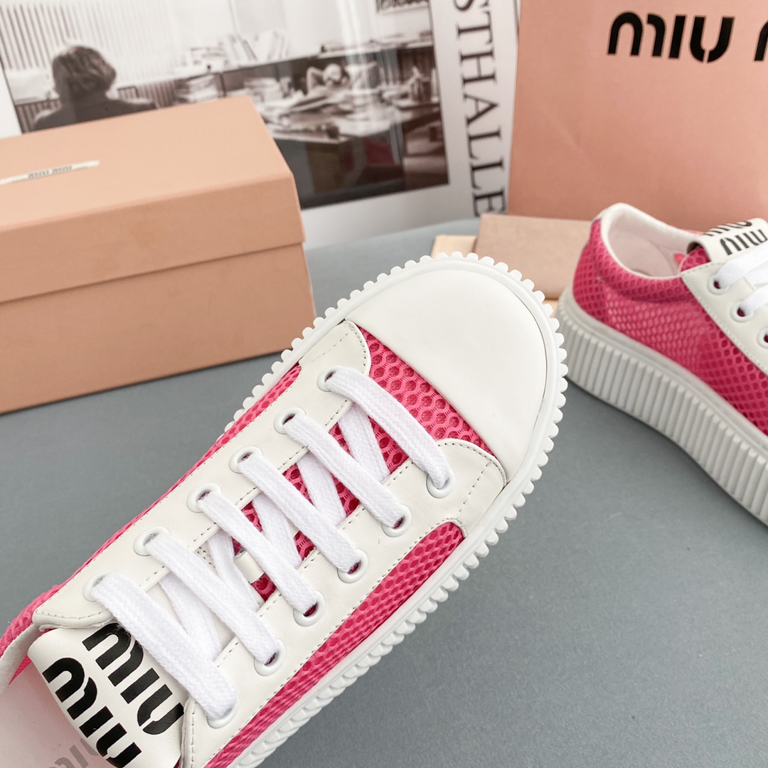 Miu Miu Mesh Flatform Sneakers - FashionPlug