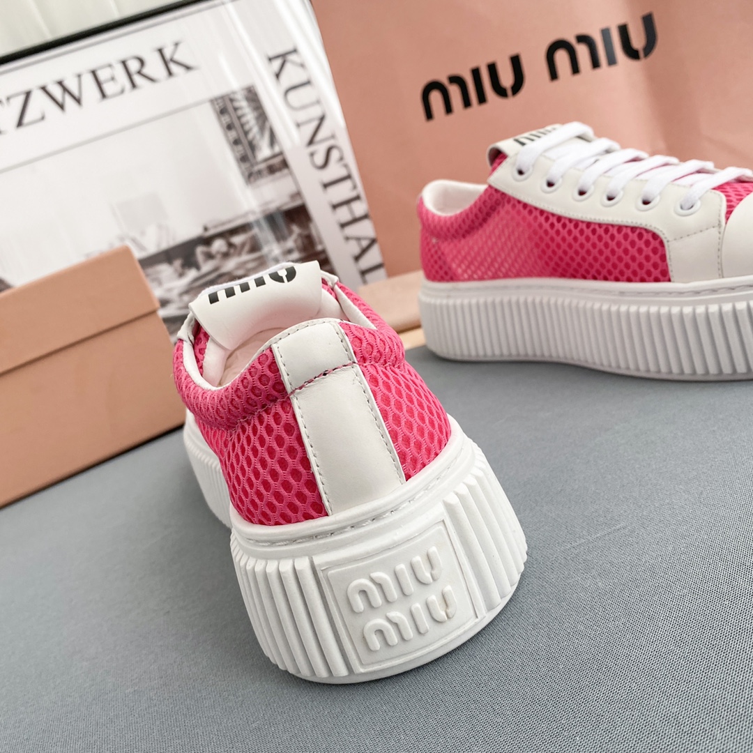 Miu Miu Mesh Flatform Sneakers - FashionPlug