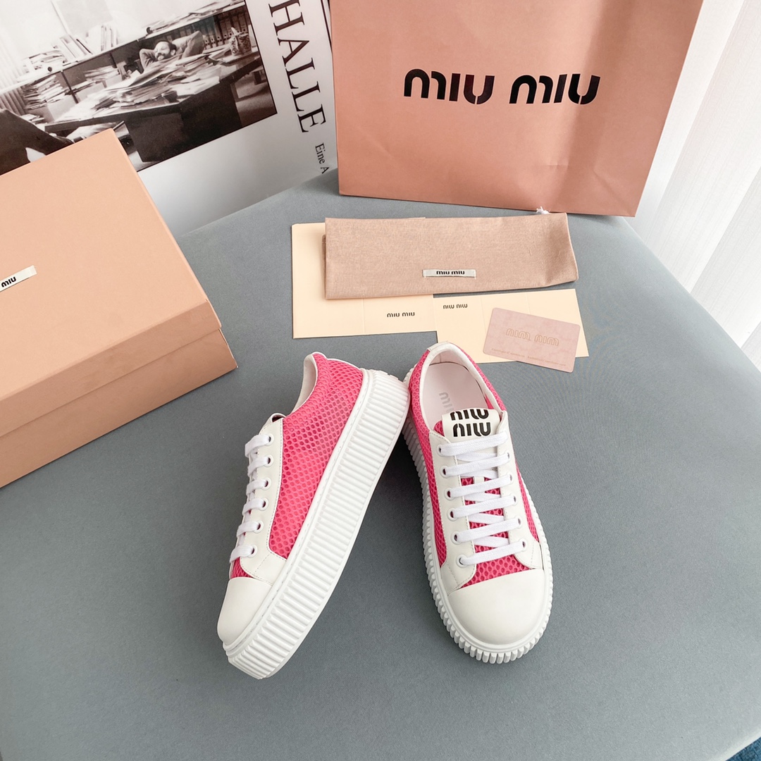 Miu Miu Mesh Flatform Sneakers - FashionPlug