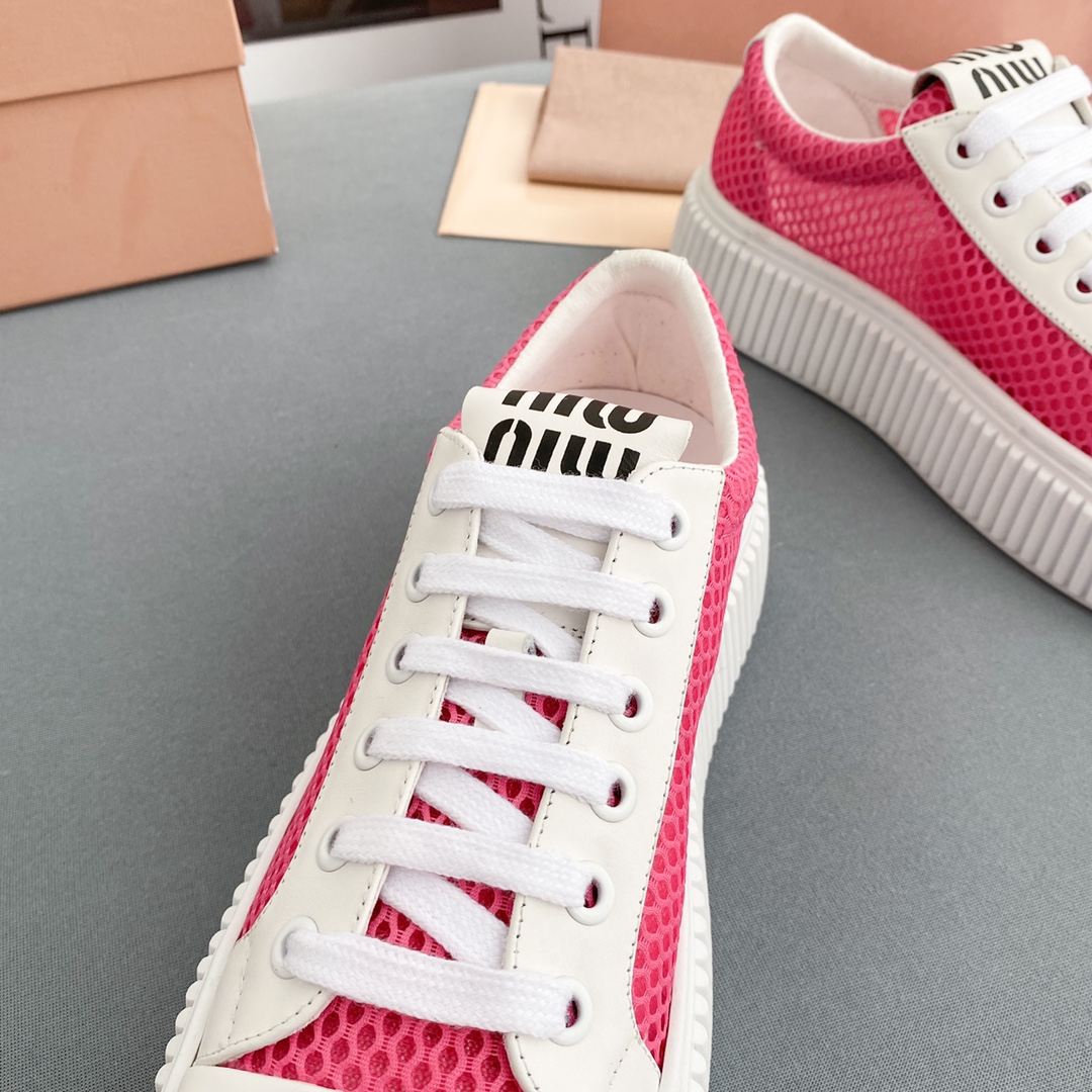 Miu Miu Mesh Flatform Sneakers - FashionPlug