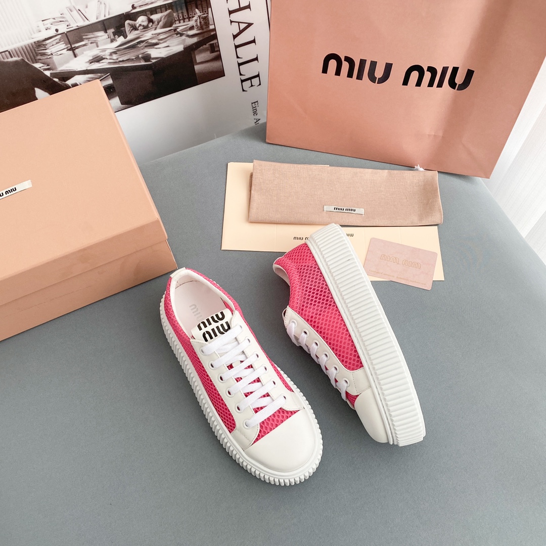 Miu Miu Mesh Flatform Sneakers - FashionPlug