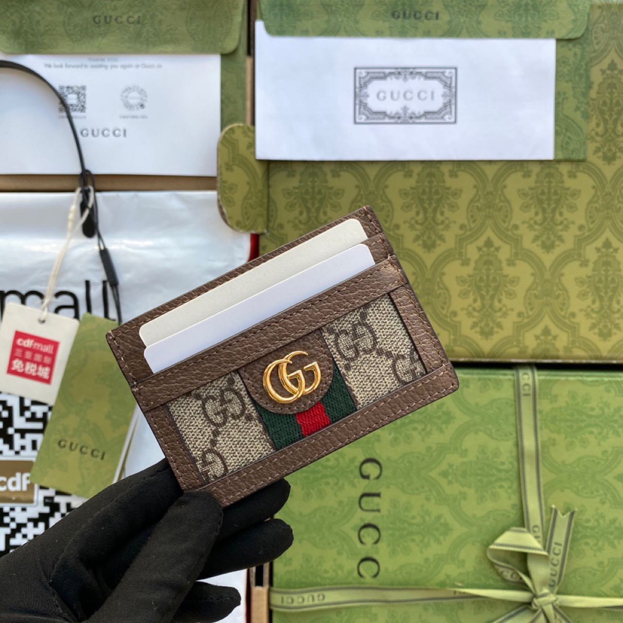 Gucci Ophidia GG Card Case(10-7.5CM) - FashionPlug