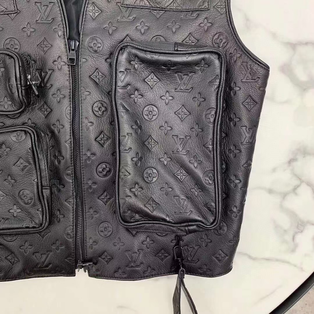 Louis Vuitton Black Monogram Leather Vest - FashionPlug