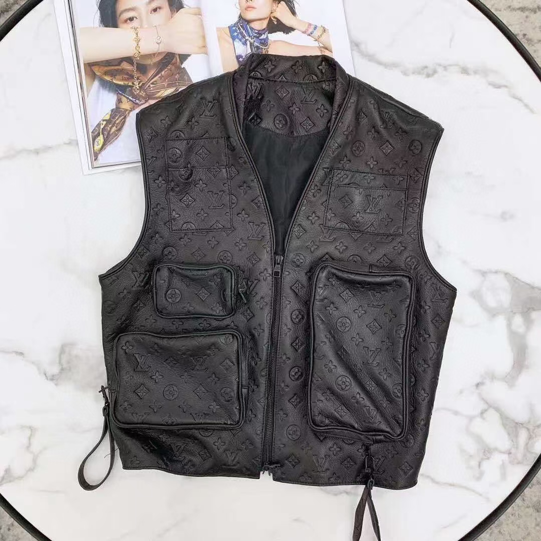 Louis Vuitton Black Monogram Leather Vest - FashionPlug