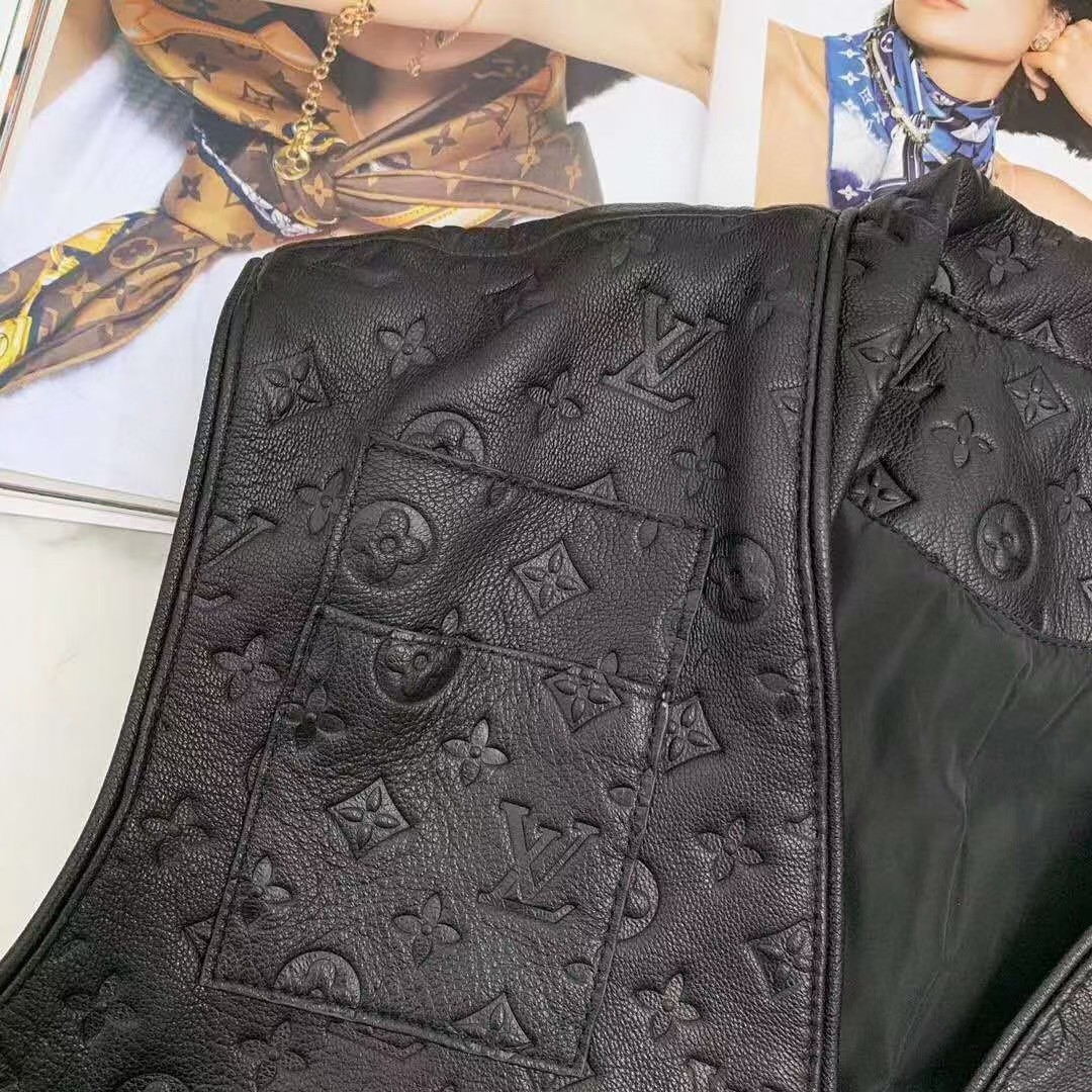 Louis Vuitton Black Monogram Leather Vest - FashionPlug