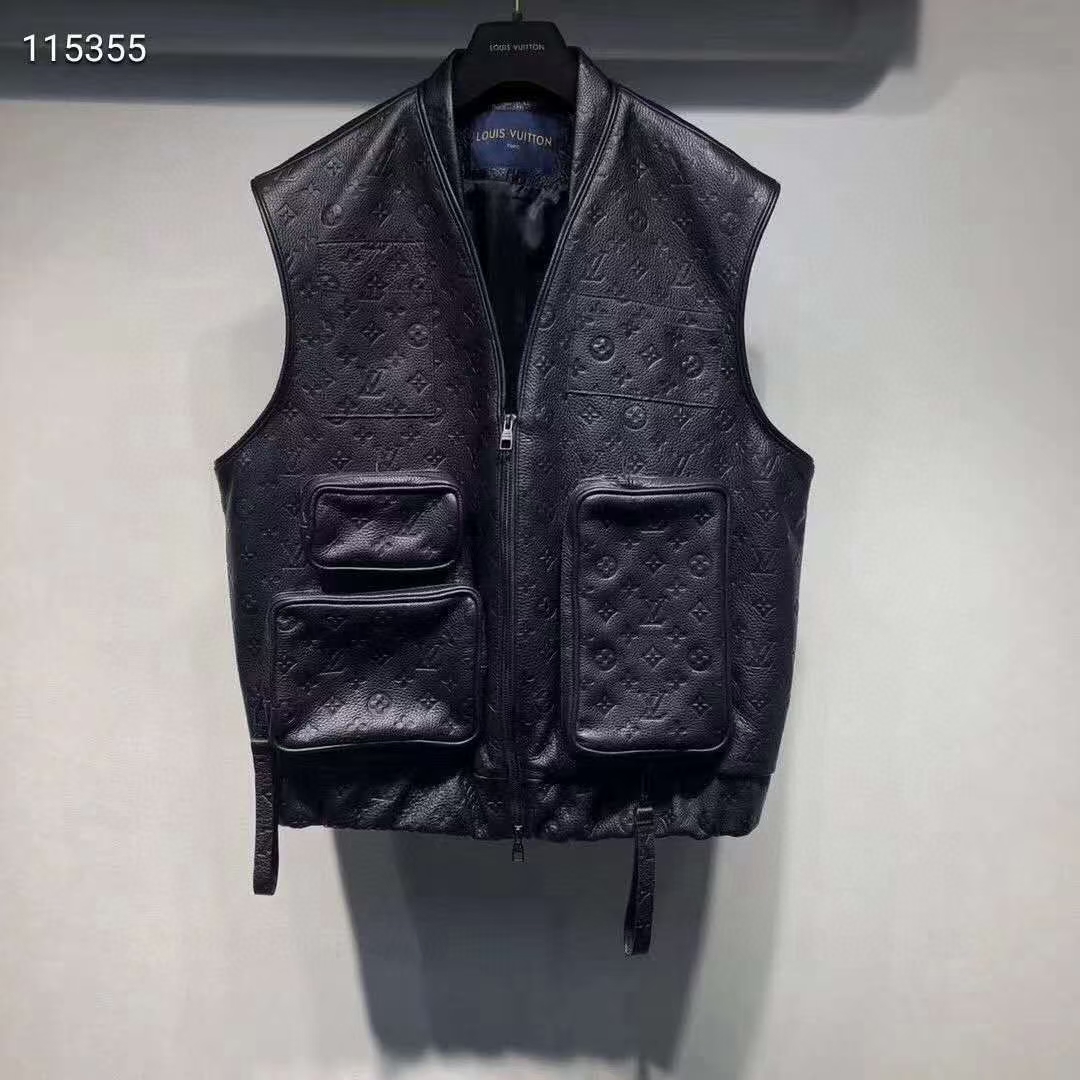 Louis Vuitton Black Monogram Leather Vest - FashionPlug