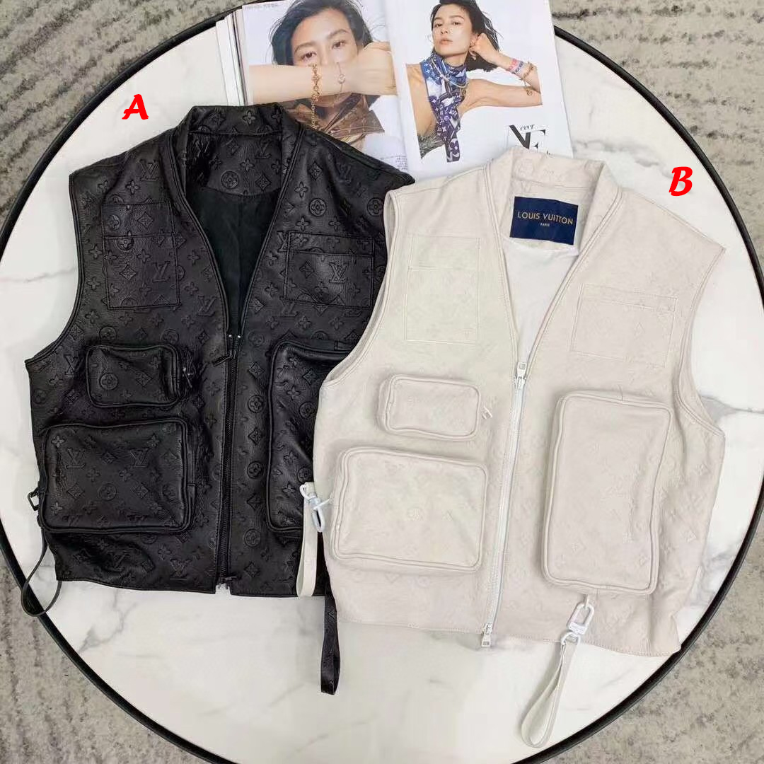 Louis Vuitton Black Monogram Leather Vest - FashionPlug