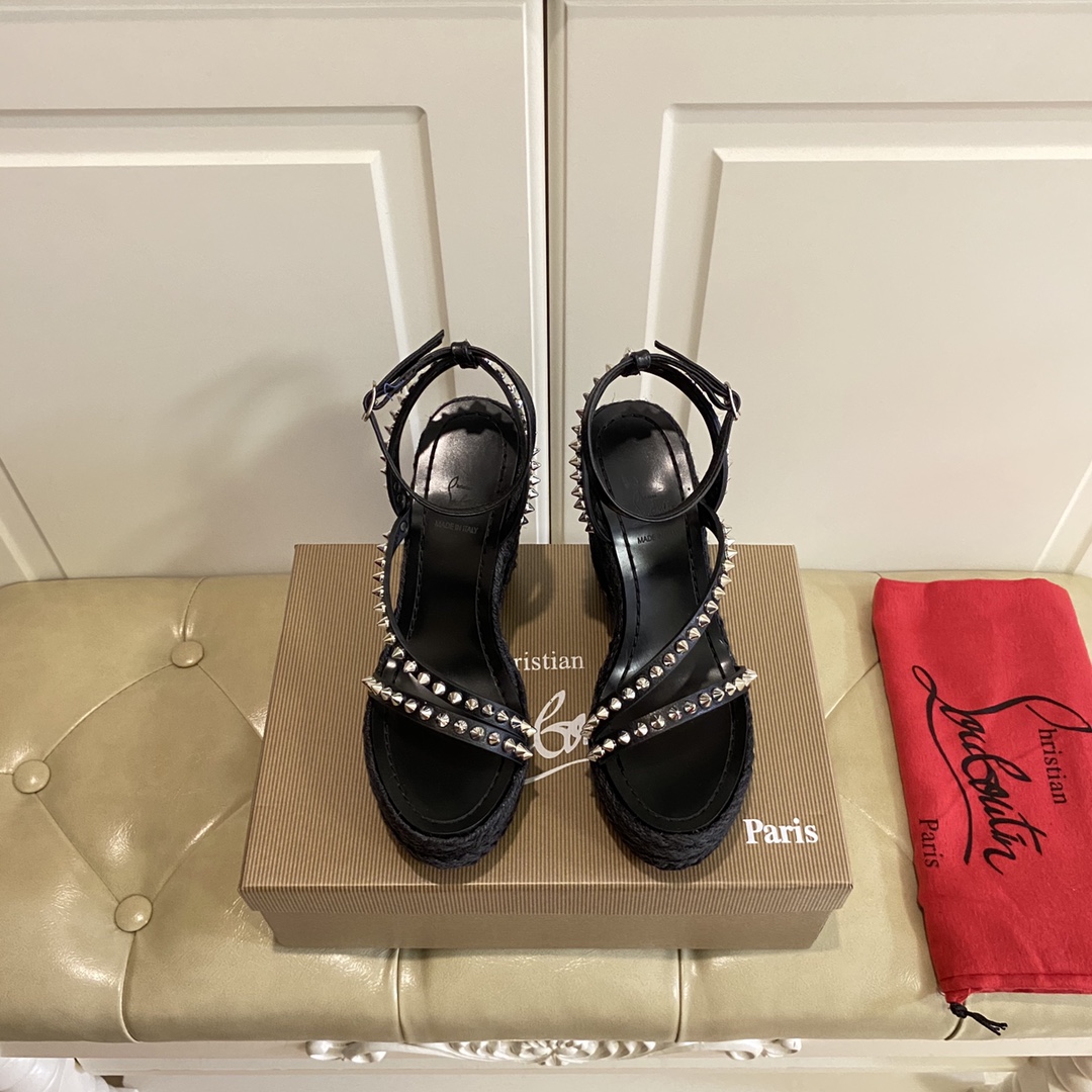 Christian Louboutin Mafaldina Zeppa Sandal   120mm - FashionPlug