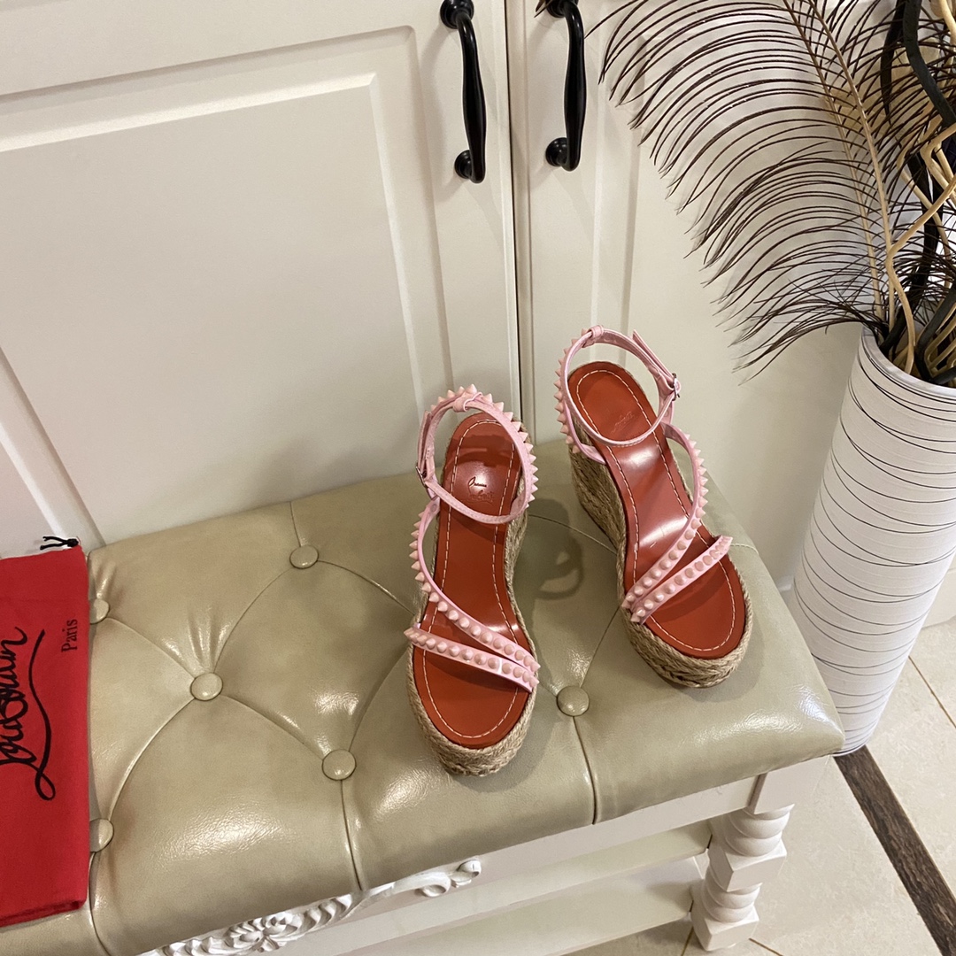 Christian Louboutin Mafaldina Zeppa Sandal   120mm - FashionPlug