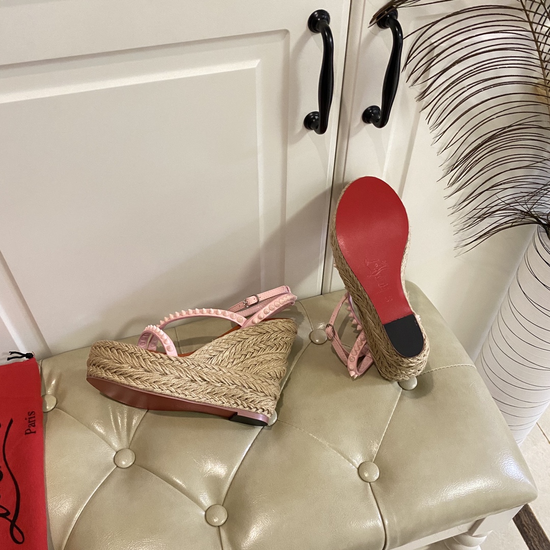 Christian Louboutin Mafaldina Zeppa Sandal   120mm - FashionPlug