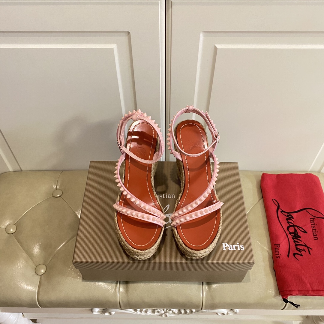 Christian Louboutin Mafaldina Zeppa Sandal   120mm - FashionPlug