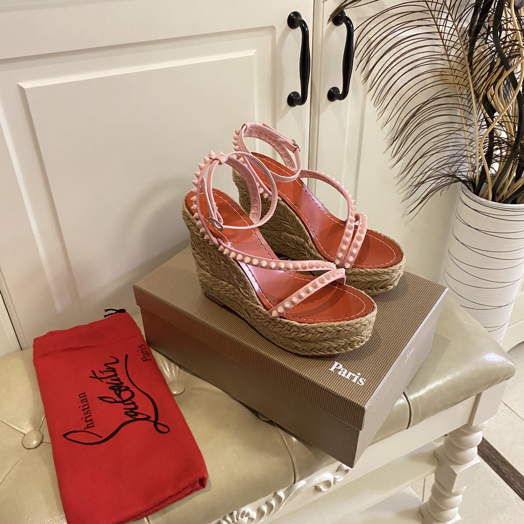 Christian Louboutin Mafaldina Zeppa Sandal   120mm - FashionPlug