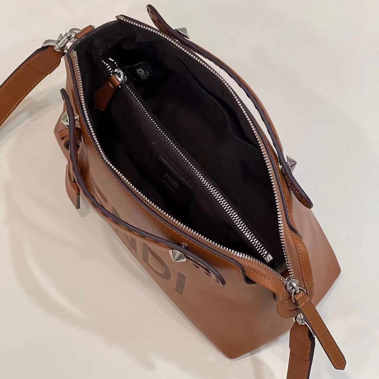 Fendi By The Way Medium Brown Leather Boston Bag(28-20-11CM) - FashionPlug