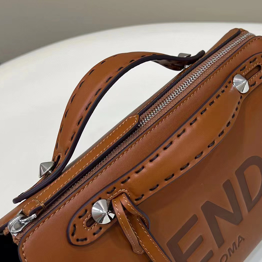Fendi By The Way Medium Brown Leather Boston Bag(28-20-11CM) - FashionPlug