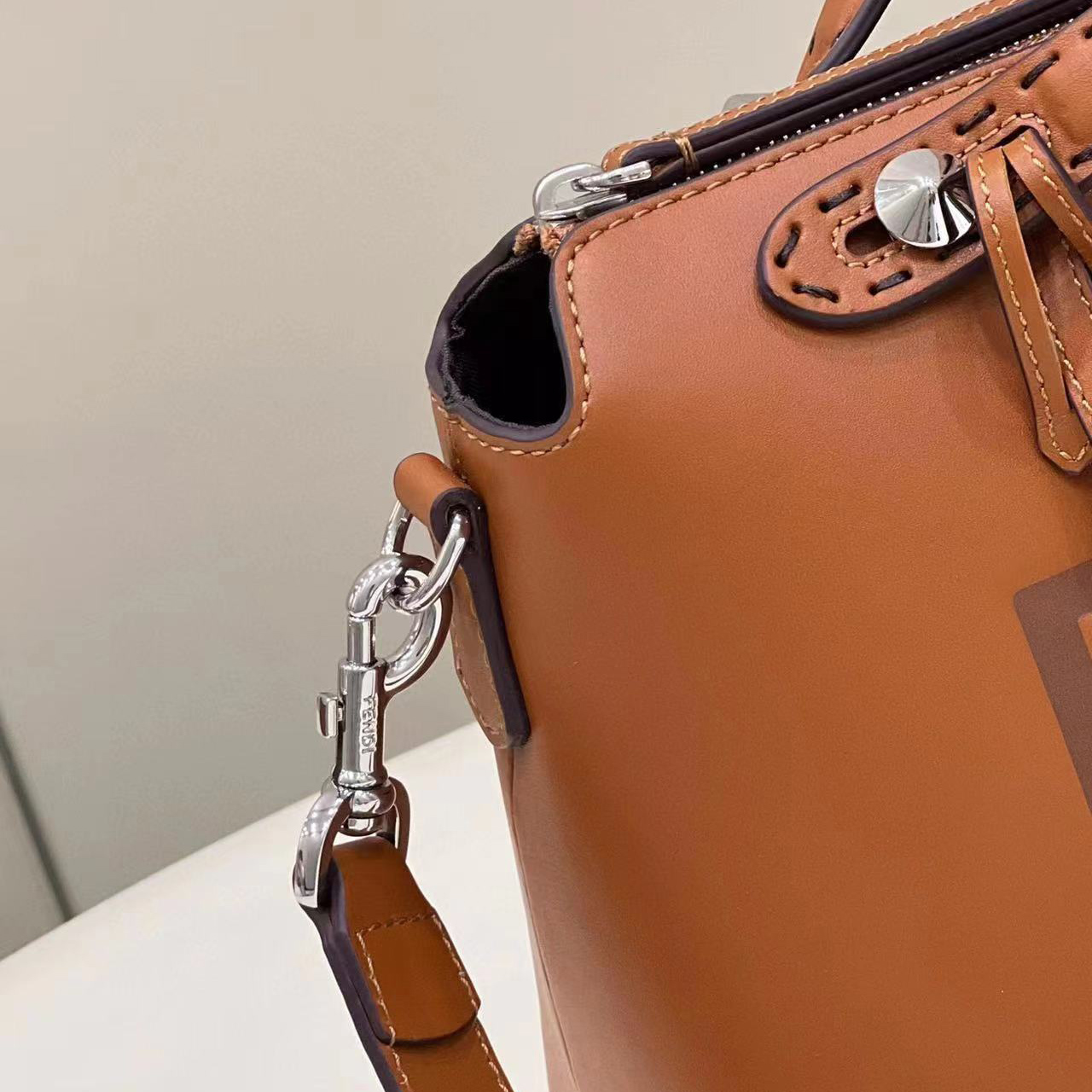 Fendi By The Way Medium Brown Leather Boston Bag(28-20-11CM) - FashionPlug