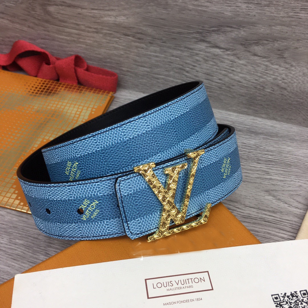 Louis Vuitton LV Initiales Damier Stripes 40mm Reversible Belt  - FashionPlug