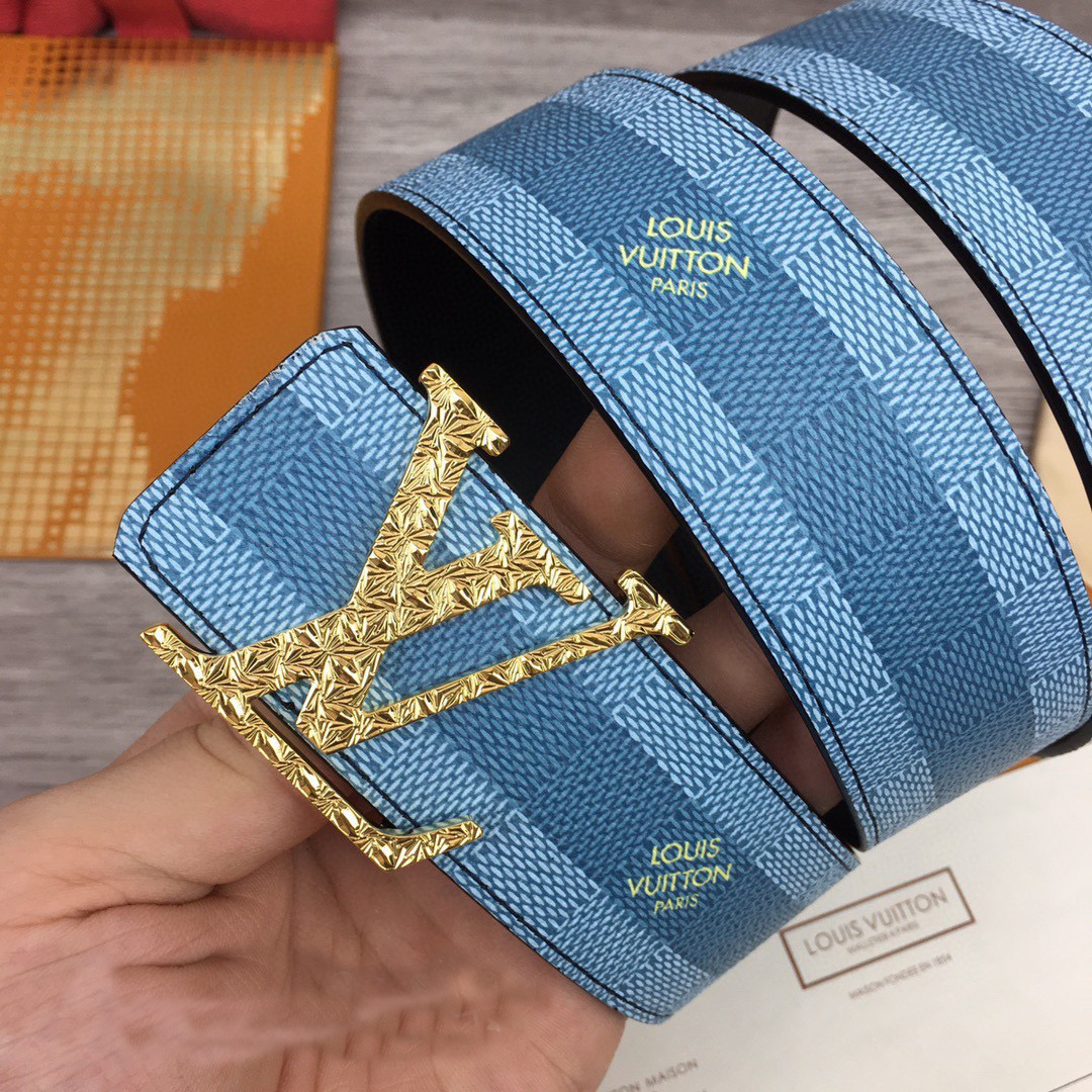 Louis Vuitton LV Initiales Damier Stripes 40mm Reversible Belt  - FashionPlug