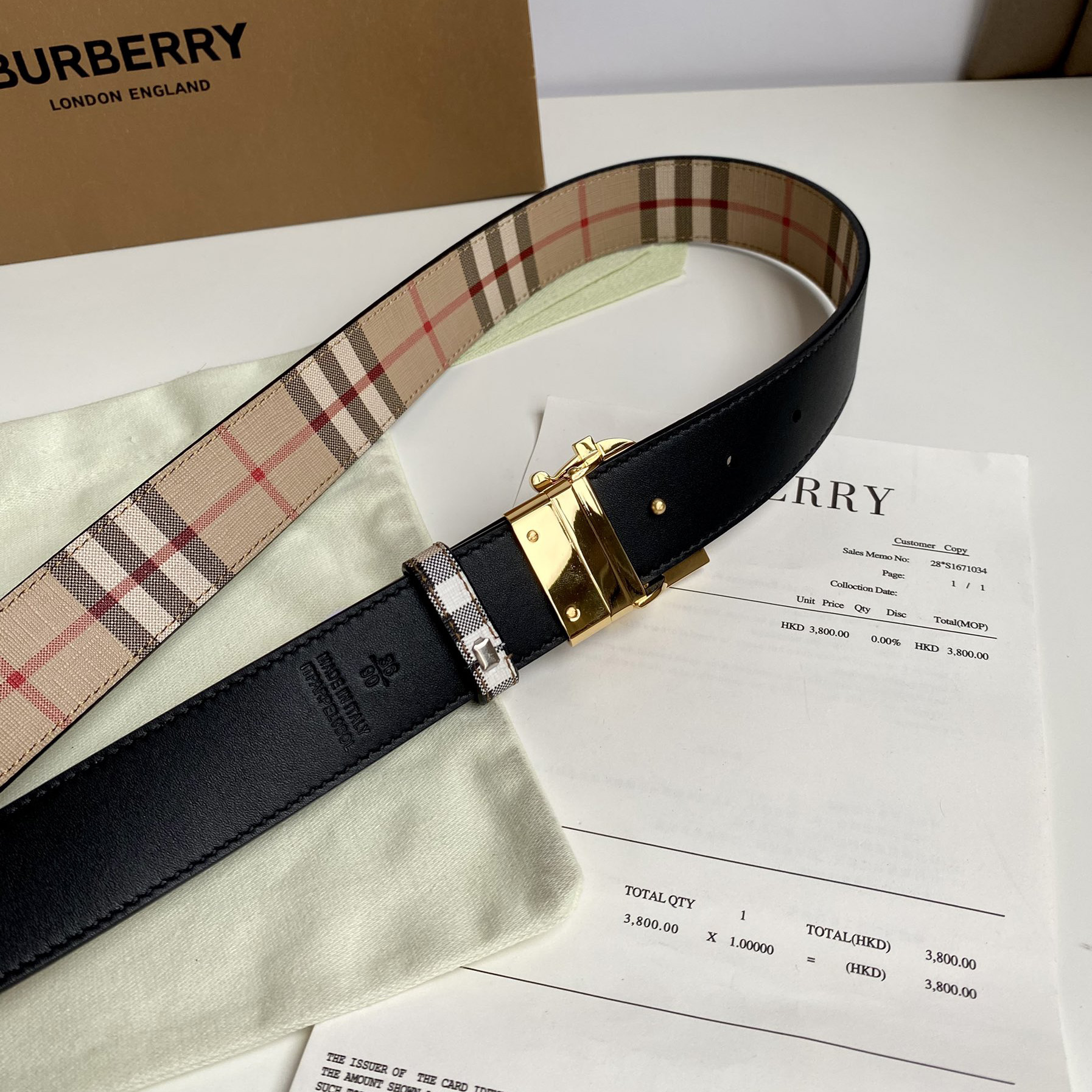 Burberry TB Monogram Vintage Check Bel—35mm - FashionPlug
