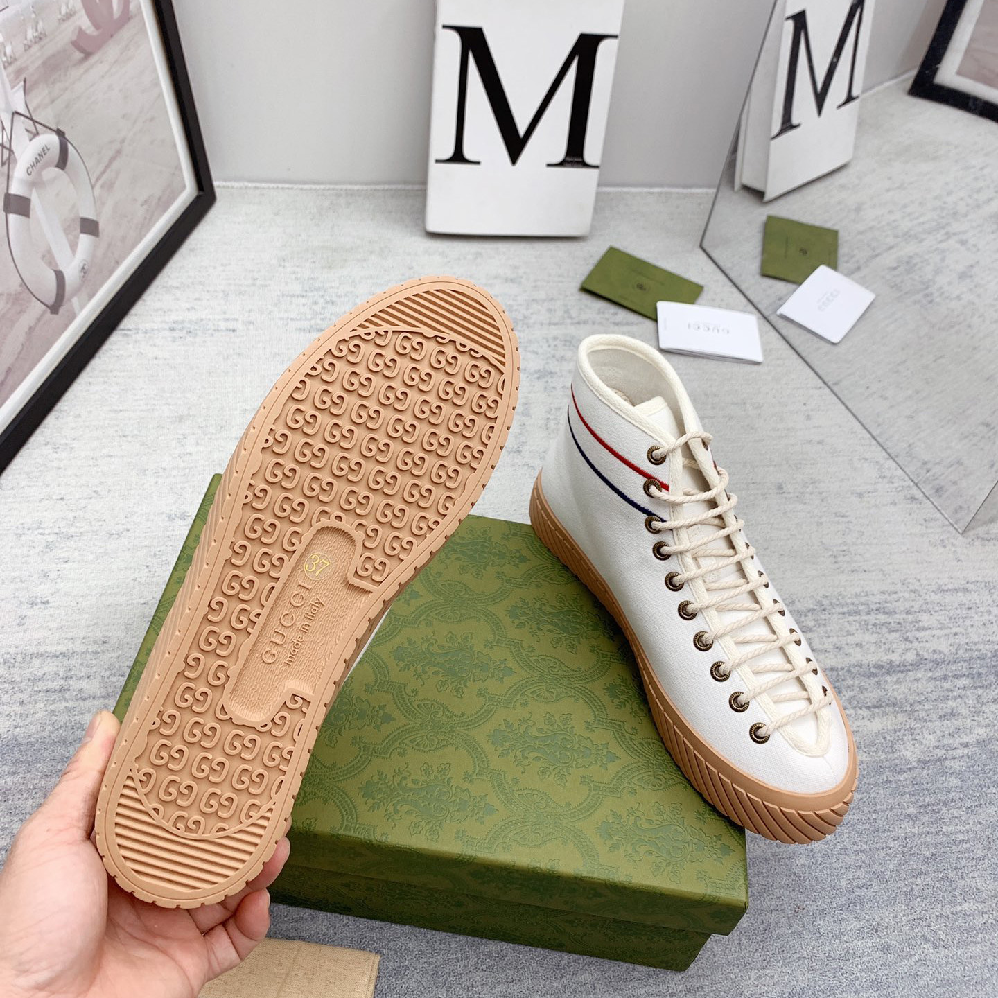 Gucci Interlocking G High-Top Sneaker - FashionPlug