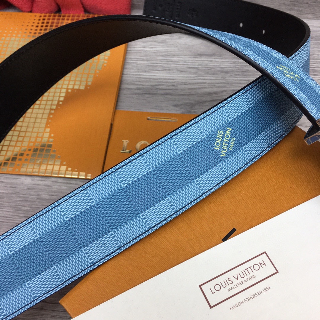 Louis Vuitton LV Initiales Damier Stripes 40mm Reversible Belt  - FashionPlug
