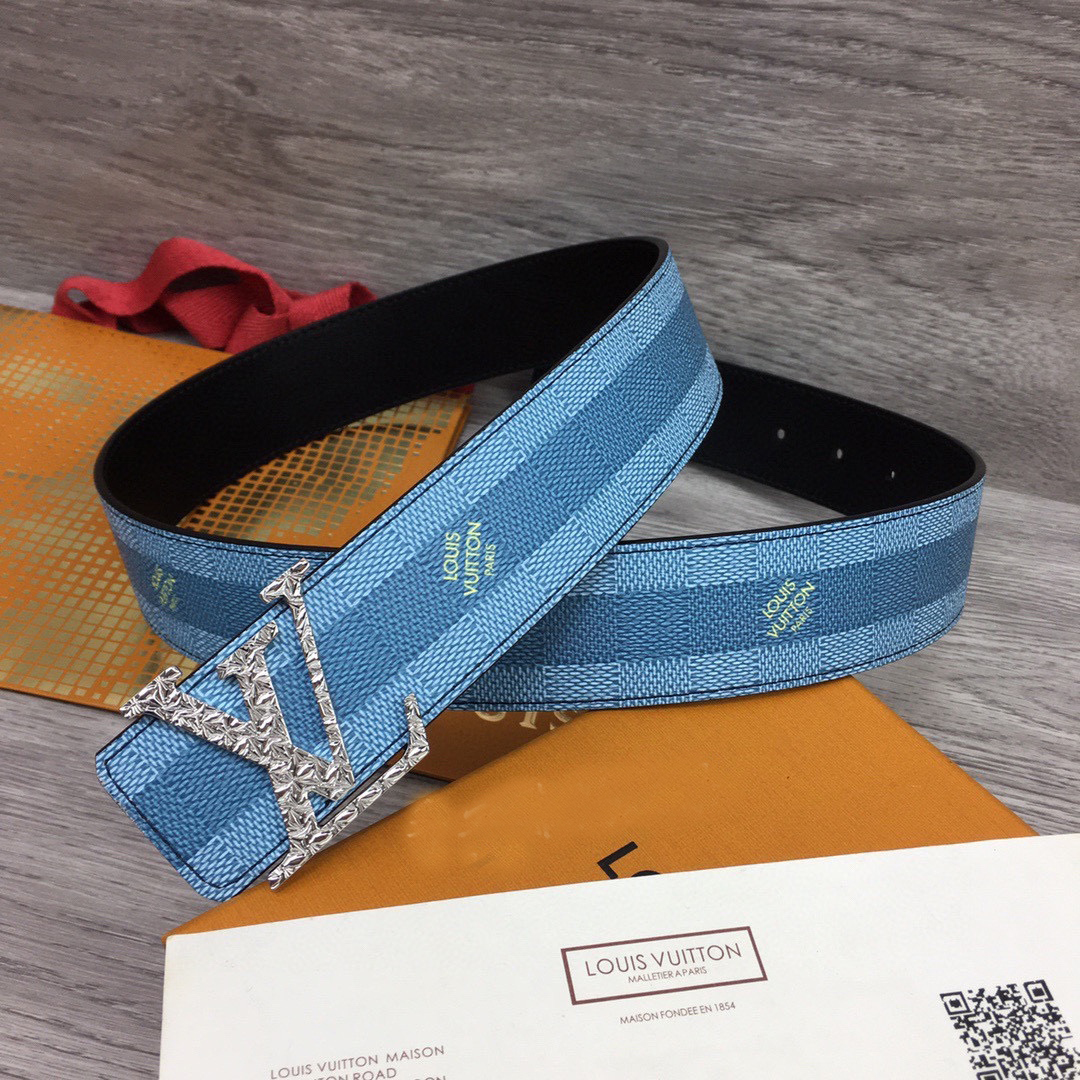 Louis Vuitton LV Initiales Damier Stripes 40mm Reversible Belt  - FashionPlug