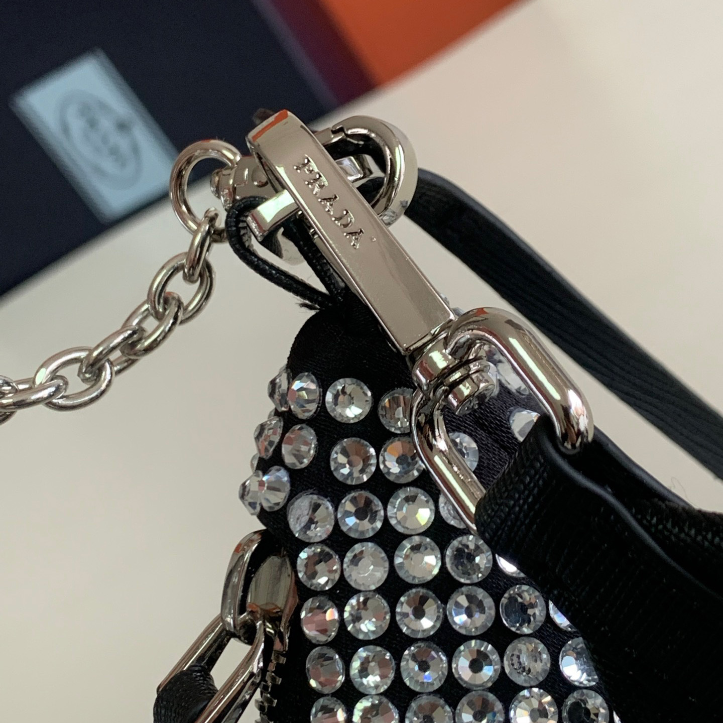 Prada Re-Edition 2005 Satin Bag With Crystals(22-16-6CM) - FashionPlug