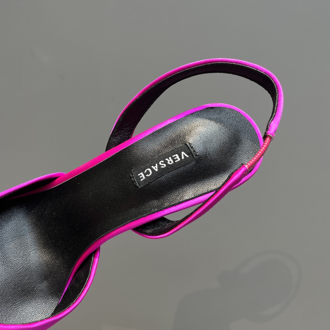 Versace Crystal La Medusa Satin Sling-Back Pumps - FashionPlug