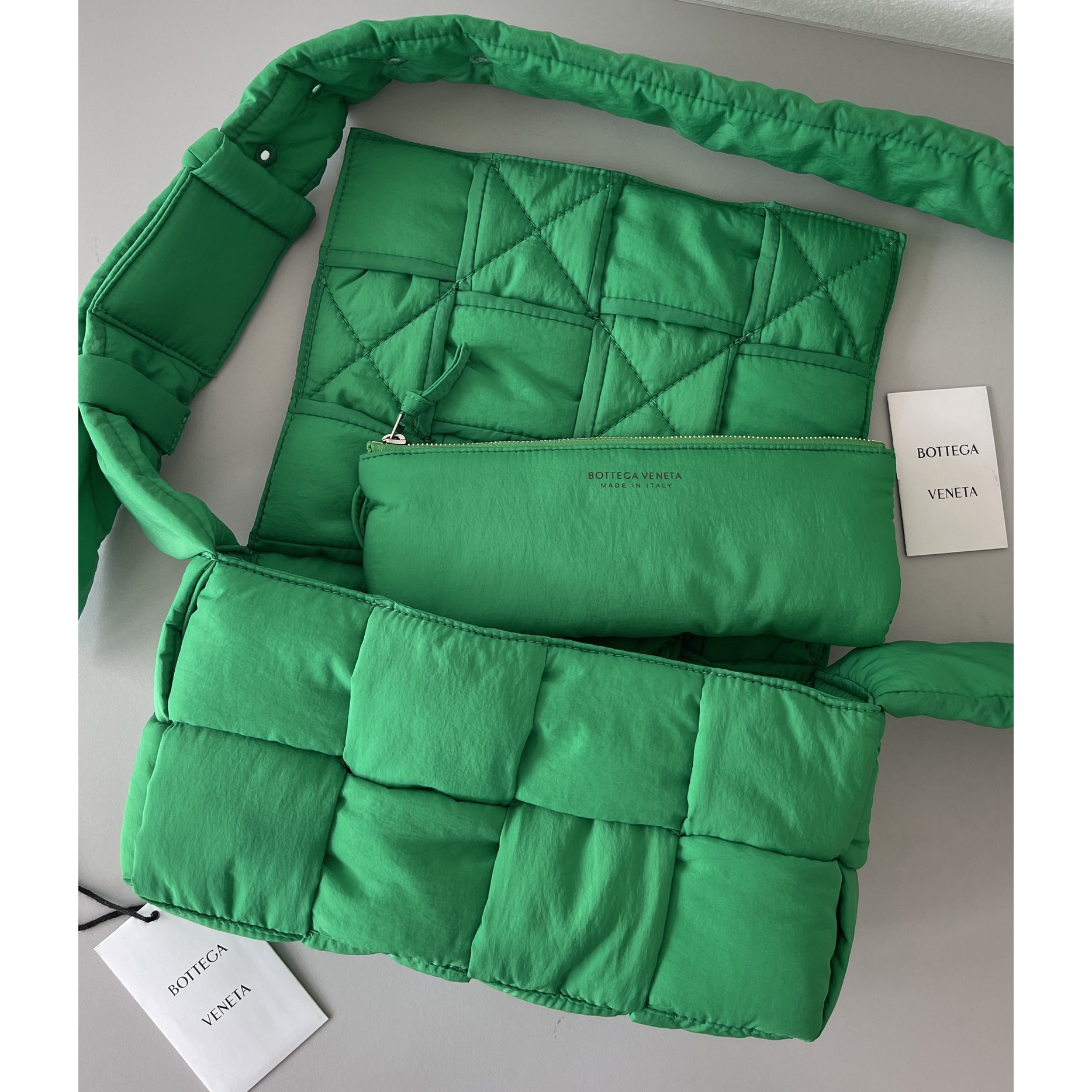 Bottega Veneta Padded Tech Cassette Padded Intreccio Nylon Cross-Body Bag(30-15-7.5cm) - FashionPlug