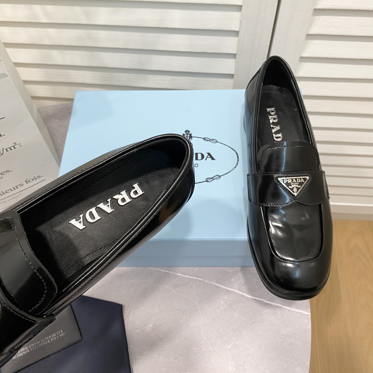 Prada Chocolate Brushed Leather Loafers - FashionPlug