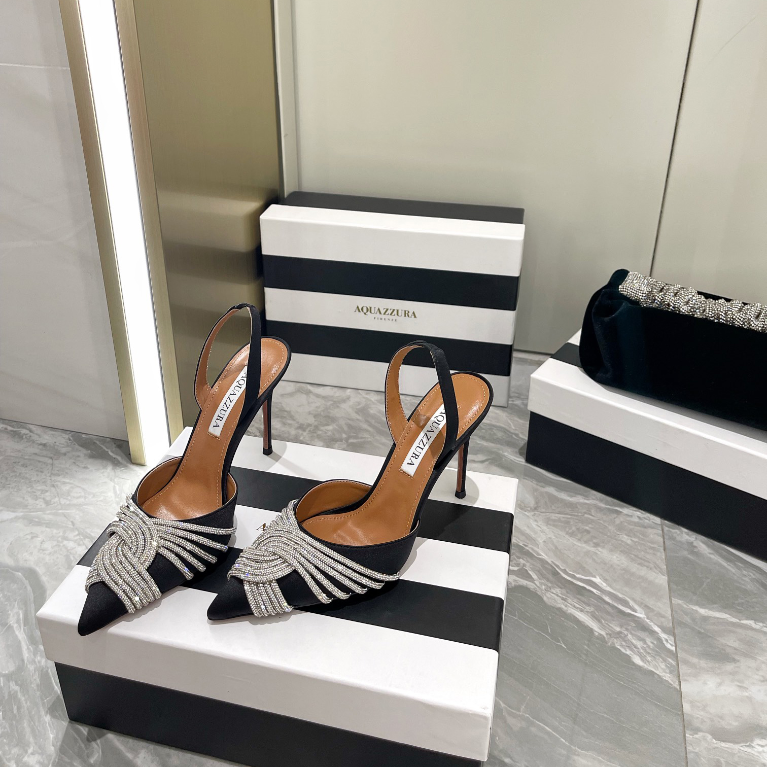 Aquazzura Gatsby Sling Satin 105 - FashionPlug
