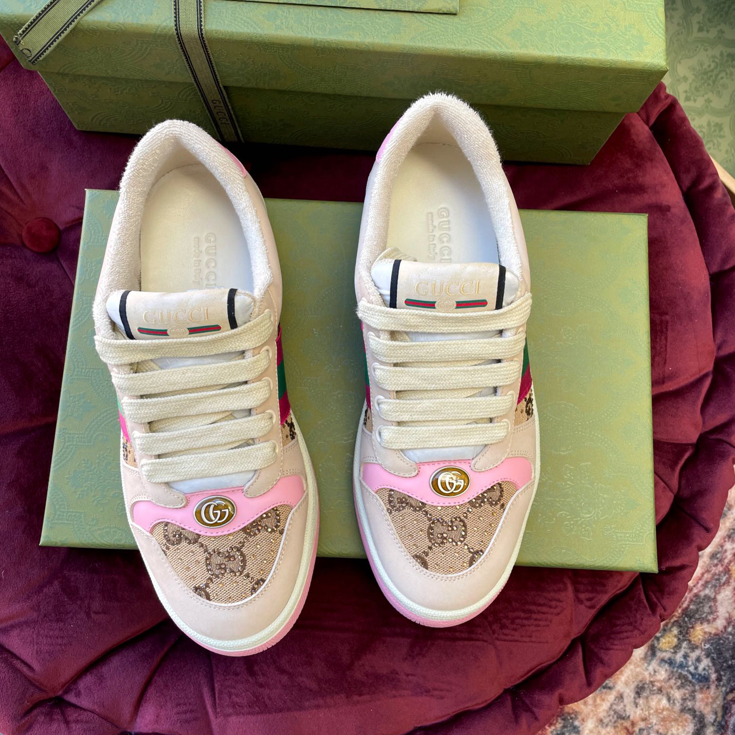 Gucci Women's Screener Sneaker With Crystals - FashionPlug
