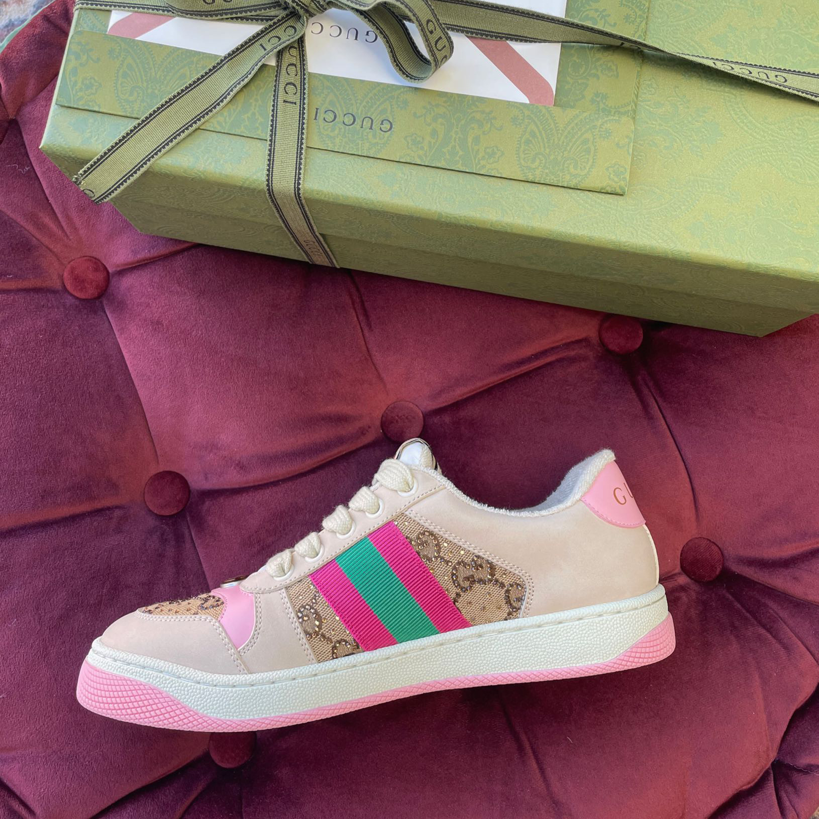 Gucci Women's Screener Sneaker With Crystals - FashionPlug