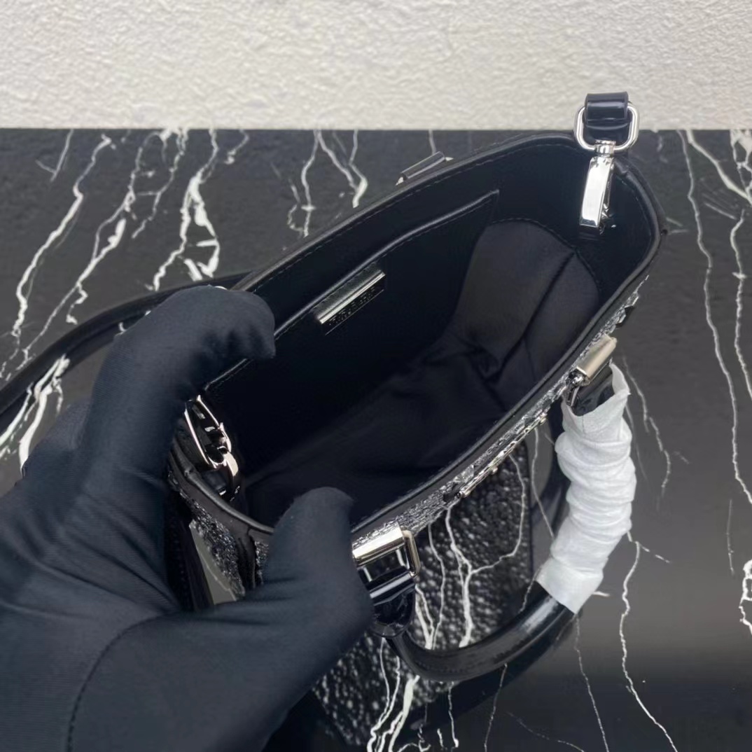 Prada Small Crystal-Studded Satin Tote Bag(17.5-15-5cm) - FashionPlug
