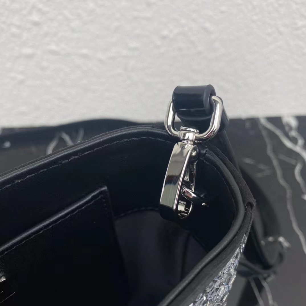 Prada Small Crystal-Studded Satin Tote Bag(17.5-15-5cm) - FashionPlug