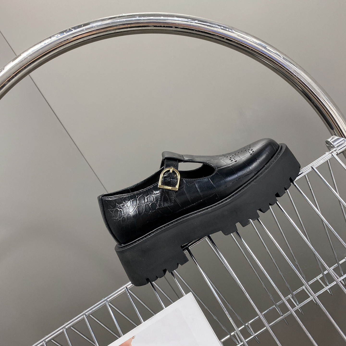 Celine Bulky Triomphe Perforated Babies In Crocodile Stamped Calfskin - FashionPlug