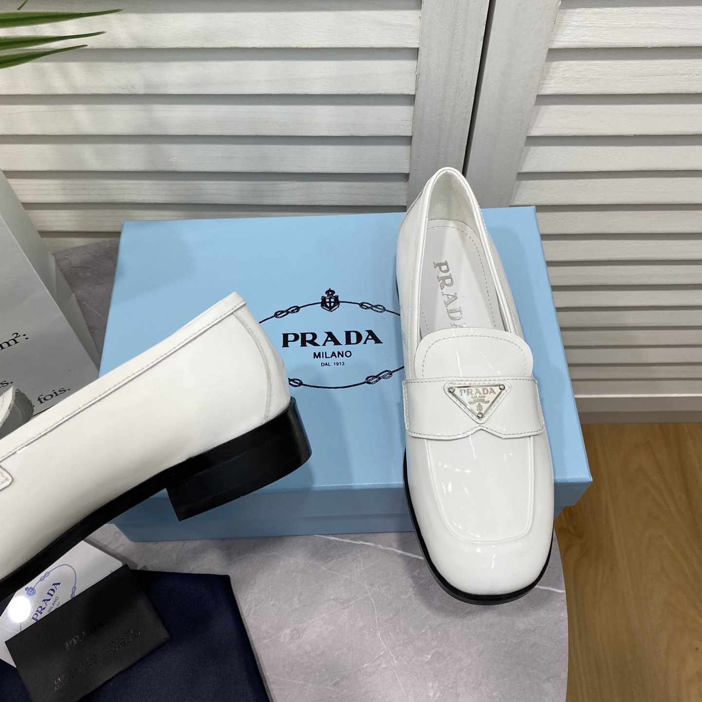 Prada Chocolate Brushed Leather Loafers - FashionPlug