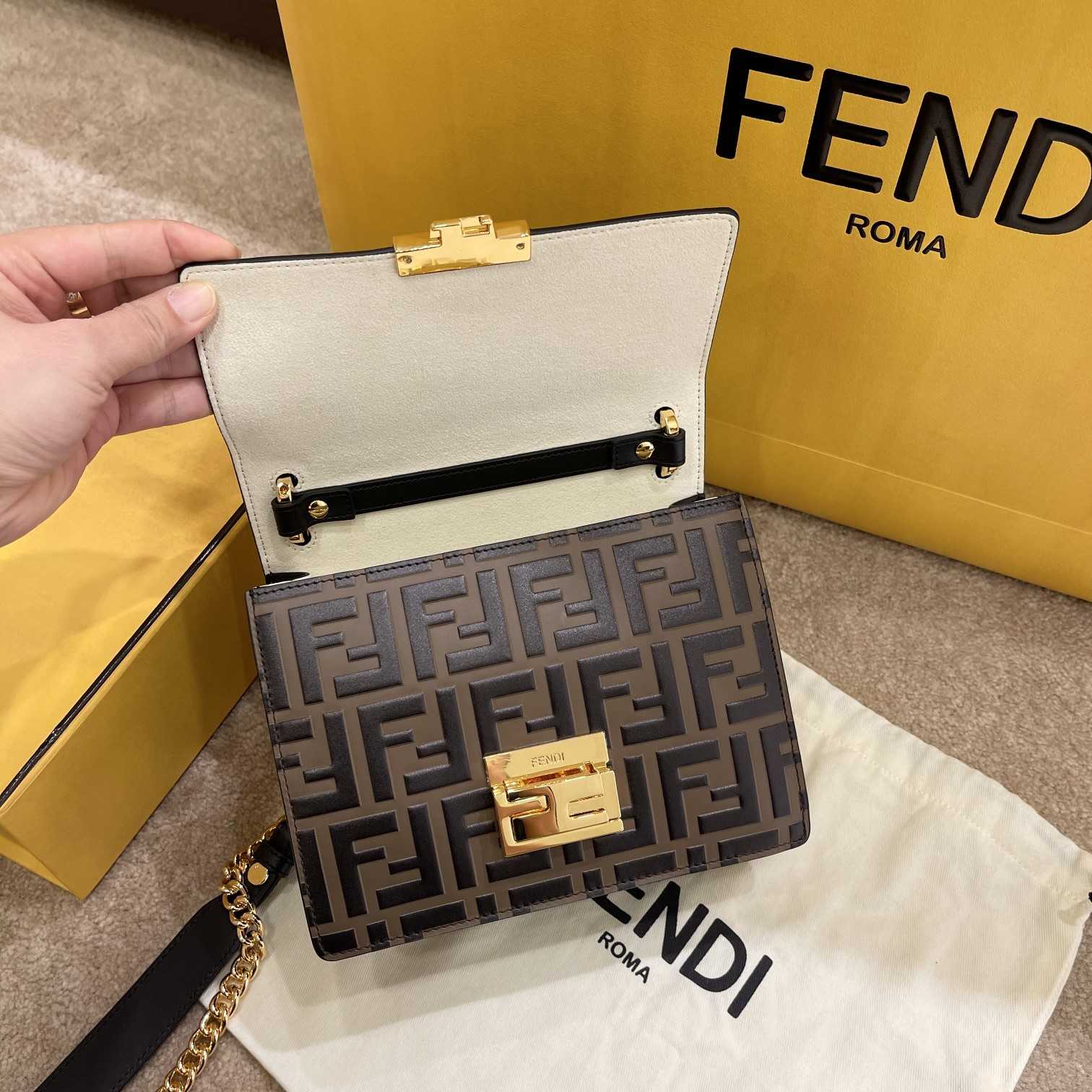 Fendi Kan U Small Brown Leather Mini-Bag(19-13-9cm) - FashionPlug