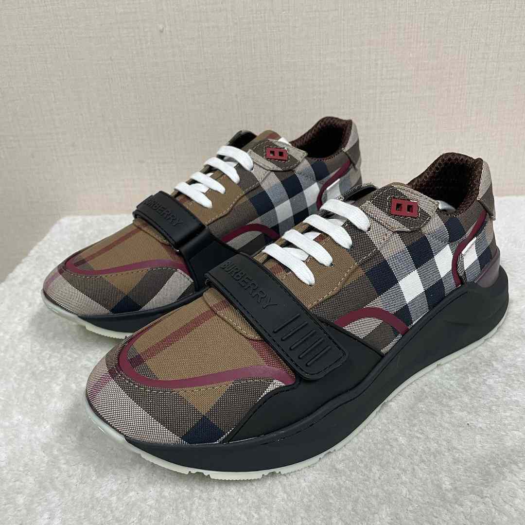 Burberry Check Cotton Sneakers - FashionPlug