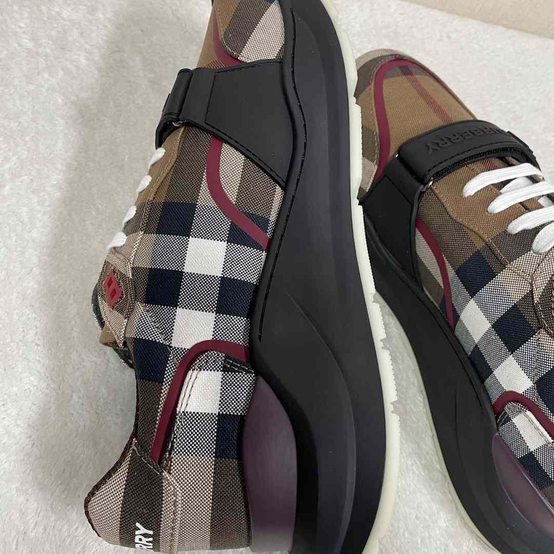 Burberry Check Cotton Sneakers - FashionPlug