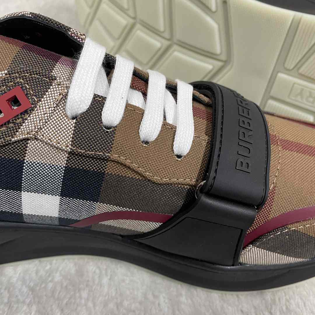 Burberry Check Cotton Sneakers - FashionPlug