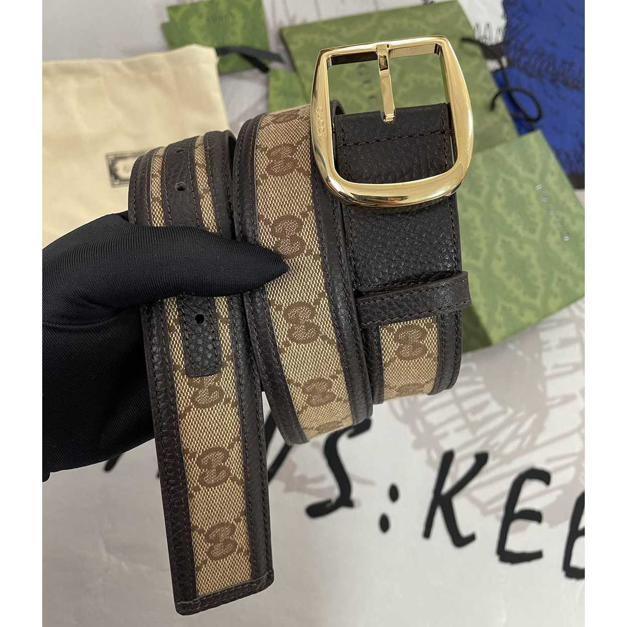 Gucci GG Belt With Square Buckle - FashionPlug
