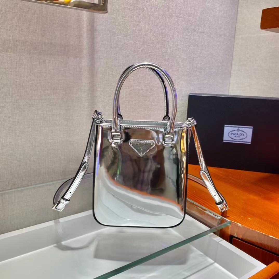 Prada Small Brushed Leather Tote(17.5-15-5cm) - FashionPlug